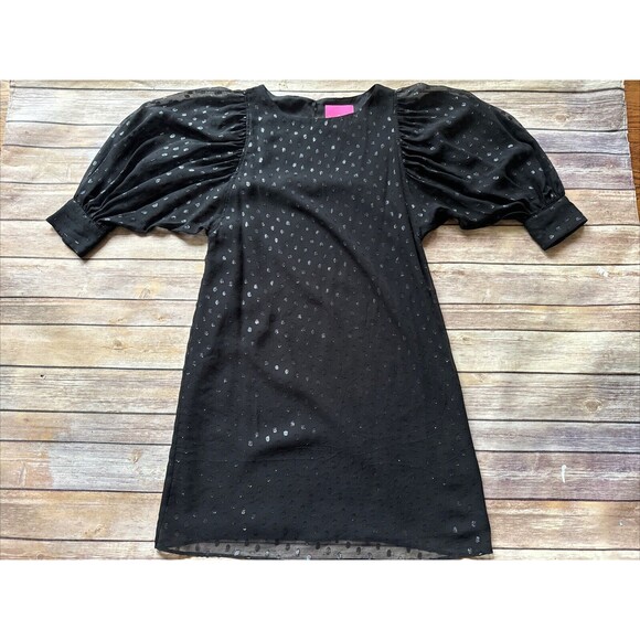 Lilly Pulitzer Cleme Black Silk Dress Onyx Metallic Chiffon Size 0 - Picture 1 of 10